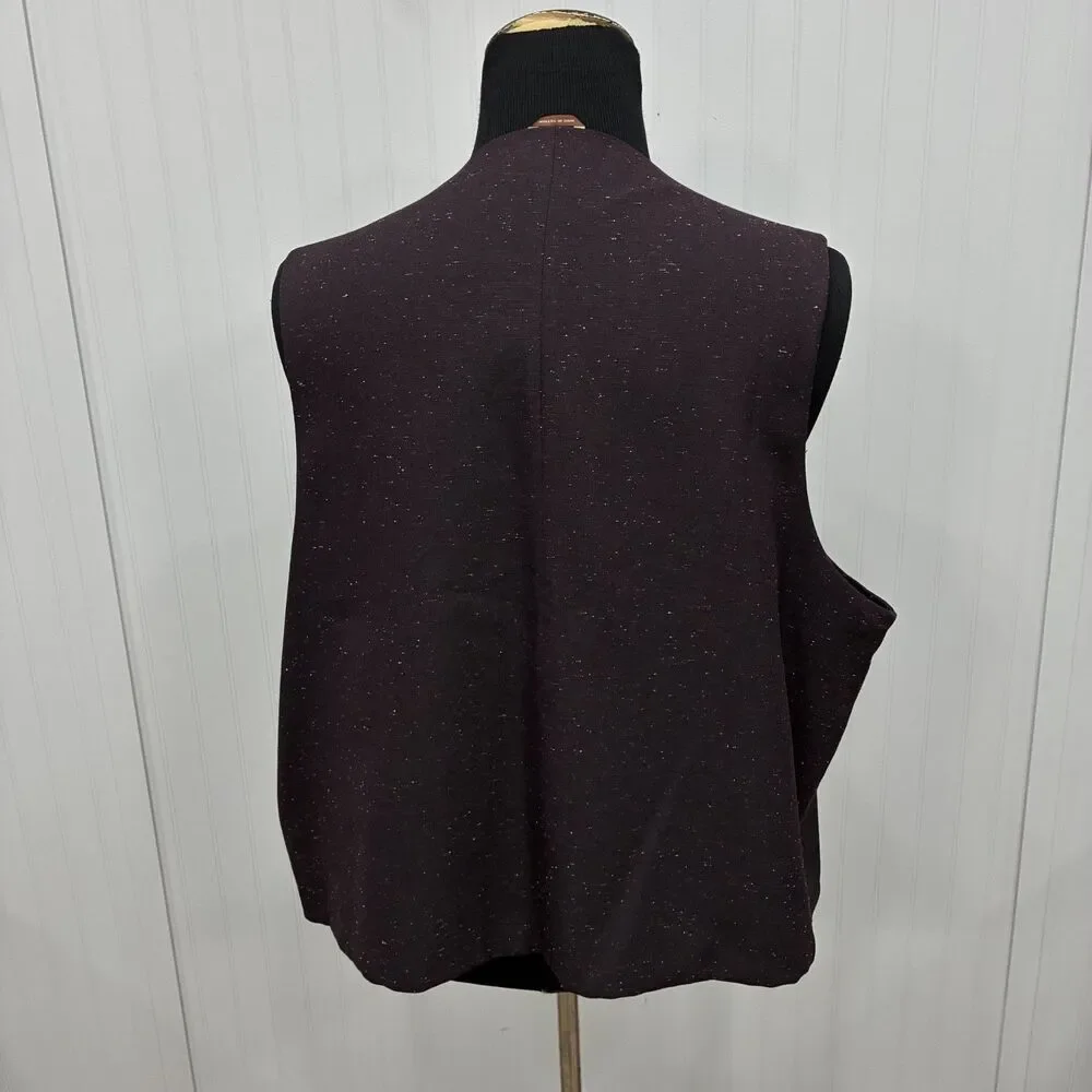 Oak Hill Men's 2XL Purple Solid / Plaid Reversible Button-Front Vest Waistcoat